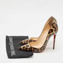 Pre Owned Christian Louboutin Beiige/Brown Patent Leather Pigalle Pumps Size 39
