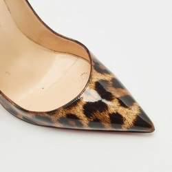 Pre Owned Christian Louboutin Beiige/Brown Patent Leather Pigalle Pumps Size 39