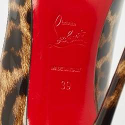 Pre Owned Christian Louboutin Beiige/Brown Patent Leather Pigalle Pumps Size 39