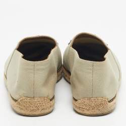 Pre Owned Christian Louboutin Light Green Canvas Cairo Loubi Espadrille Loafers Size 40