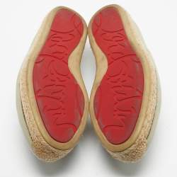 Pre Owned Christian Louboutin Light Green Canvas Cairo Loubi Espadrille Loafers Size 40