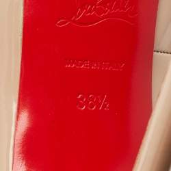 مملوكة مسبقًا حذاء كعب عالي كريستيان لوبوتان صو كيت جلد لامع بيج مقاس 37.5