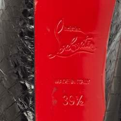Pre Owned Christian Louboutin Black Python Lady Highness Peep Toe Pumps Size 39.5