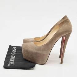 Pre Owned Christian Louboutin Grey Suede Daffodile Pumps Size 39.5