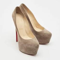 Pre Owned Christian Louboutin Grey Suede Daffodile Pumps Size 39.5