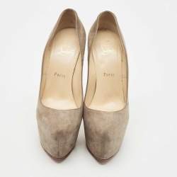 Pre Owned Christian Louboutin Grey Suede Daffodile Pumps Size 39.5