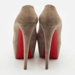 Pre Owned Christian Louboutin Grey Suede Daffodile Pumps Size 39.5