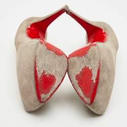 Pre Owned Christian Louboutin Grey Suede Daffodile Pumps Size 39.5