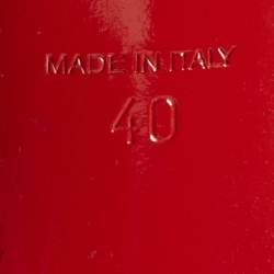 Pre Owned Christian Louboutin Navy Blue/Cream Leather Tibunodo Bow Peep Toe Pumps Size 40