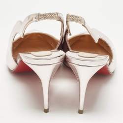 Pre Owned Christian Louboutin Metallic Rose Pink Leather Hot Chick Slingback Pumps Size 39