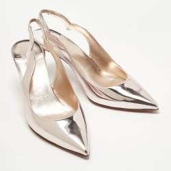 Pre Owned Christian Louboutin Metallic Rose Pink Leather Hot Chick Slingback Pumps Size 39
