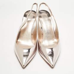 Pre Owned Christian Louboutin Metallic Rose Pink Leather Hot Chick Slingback Pumps Size 39