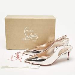 Pre Owned Christian Louboutin Metallic Rose Pink Leather Hot Chick Slingback Pumps Size 39