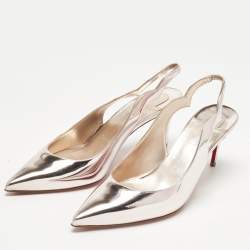 Pre Owned Christian Louboutin Metallic Rose Pink Leather Hot Chick Slingback Pumps Size 39