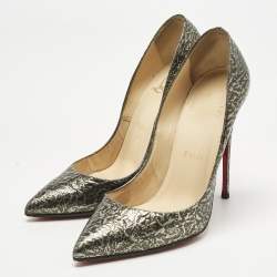 Pre Owned Christian Louboutin Brown Texture Leather Pigalle Follies Pumps Size 38