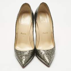 Pre Owned Christian Louboutin Brown Texture Leather Pigalle Follies Pumps Size 38