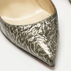 Pre Owned Christian Louboutin Brown Texture Leather Pigalle Follies Pumps Size 38