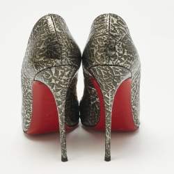 Pre Owned Christian Louboutin Brown Texture Leather Pigalle Follies Pumps Size 38