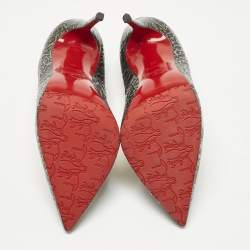 Pre Owned Christian Louboutin Brown Texture Leather Pigalle Follies Pumps Size 38