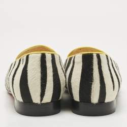 Pre Owned Christian Louboutin Multicolor Calf Hair Spike Embellished Smoking Slippers Size 39.5
