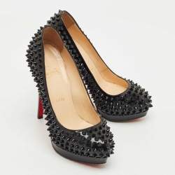 Pre Owned Christian Louboutin Black Patent Leather Alti Spikes  Pumps Size 36