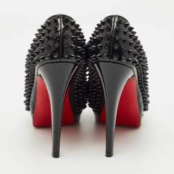 Pre Owned Christian Louboutin Black Patent Leather Alti Spikes  Pumps Size 36