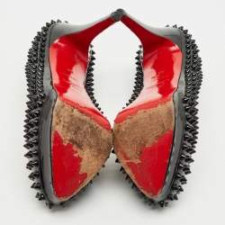 Pre Owned Christian Louboutin Black Patent Leather Alti Spikes  Pumps Size 36