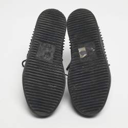 Pre Owned Christian Louboutin Black Leather Louis Spikes High Top Sneakers Size 38