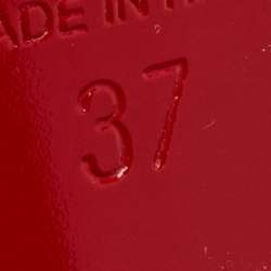 Pre Owned Christian Louboutin Green/Silver Suede and Laminated Leather Studded Loopinga Sandals Size 37