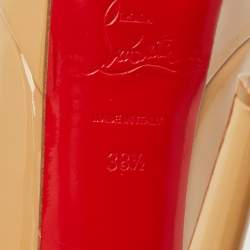 Pre Owned Christian Louboutin Beige Patent Leather Bianca Platform Pumps Size 38.5