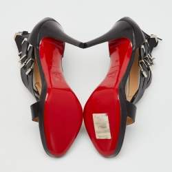 Pre Owned Christian Louboutin Black Leather Charleze Strappy Sandals Size 39