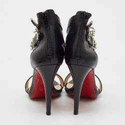Pre Owned Christian Louboutin Black Leather Charleze Strappy Sandals Size 39