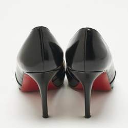 Pre Owned Christian Louboutin Black Leather Shelley Peep Toe Pumps Size 36.5