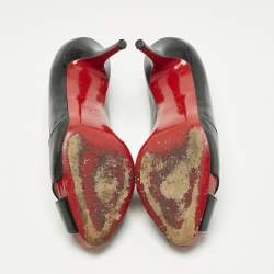 Pre Owned Christian Louboutin Black Leather Shelley Peep Toe Pumps Size 36.5