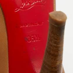 Pre Owned Christian Louboutin Brown Leather Cut Out Ankle Length Boots