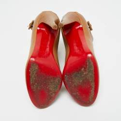 Pre Owned Christian Louboutin Brown Leather Cut Out Ankle Length Boots