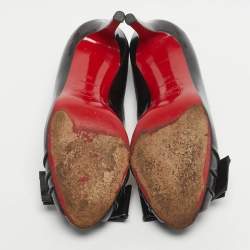 Pre Owned Christian Louboutin Dark Brown Patent Leather Madame Butterfly Peep Toe Pumps Size 36