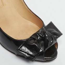 Pre Owned Christian Louboutin Dark Brown Patent Leather Madame Butterfly Peep Toe Pumps Size 36