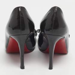 Pre Owned Christian Louboutin Dark Brown Patent Leather Madame Butterfly Peep Toe Pumps Size 36