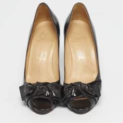 Pre Owned Christian Louboutin Dark Brown Patent Leather Madame Butterfly Peep Toe Pumps Size 36