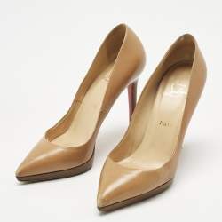 Pre Owned Christian Louboutin Beige Leather Pigalle Plato Pumps Size 36