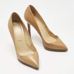 Pre Owned Christian Louboutin Beige Leather Pigalle Plato Pumps Size 36