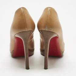 Pre Owned Christian Louboutin Beige Leather Pigalle Plato Pumps Size 36