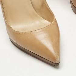 Pre Owned Christian Louboutin Beige Leather Pigalle Plato Pumps Size 36