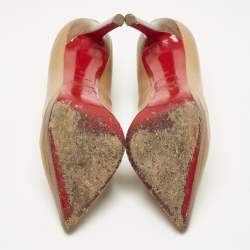 Pre Owned Christian Louboutin Beige Leather Pigalle Plato Pumps Size 36