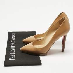 Pre Owned Christian Louboutin Beige Leather Pigalle Plato Pumps Size 36