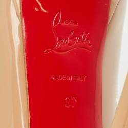 Pre Owned Christian Louboutin Beige Patent Leather Lady Peep Peep Toe Pumps Size 37