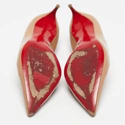 Pre Owned Christian Louboutin Beige Patent Leather Kate Pumps Size 36