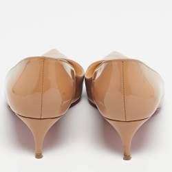 Pre Owned Christian Louboutin Beige Patent Leather Kate Pumps Size 36