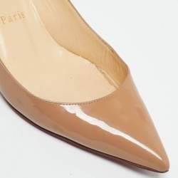 Pre Owned Christian Louboutin Beige Patent Leather Kate Pumps Size 36